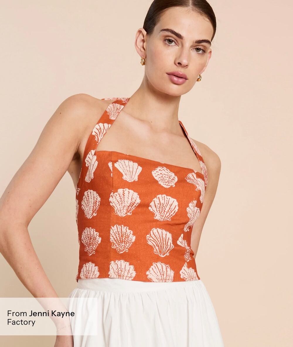 $169 New Kourt Dixie Sanibel sunset linen halter top blouse size 2